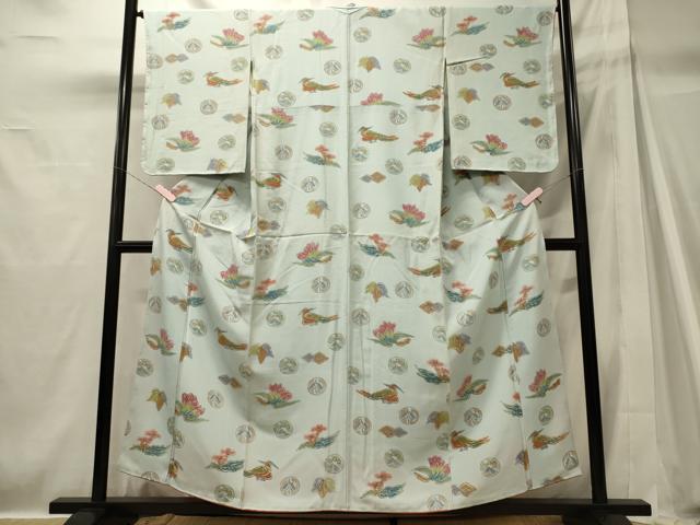 平和屋着物■上質な小紋 手描き 吉祥花鳥丸文 正絹 逸品 未使用 CABH2914oy