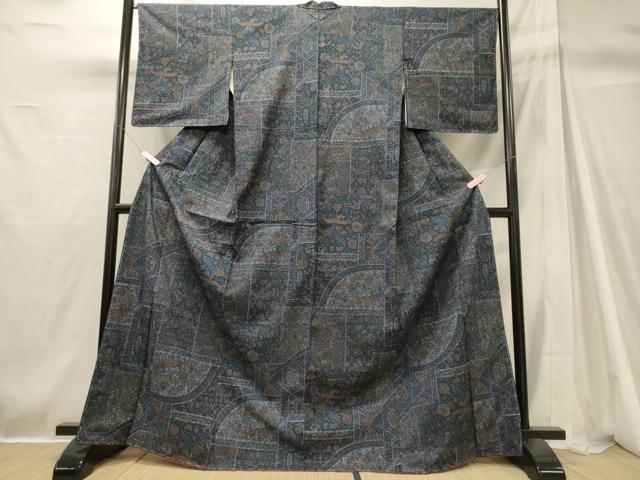 平和屋着物■上質な小紋 紬 更紗花鳥文 正絹 逸品 未使用 CABH2915oy