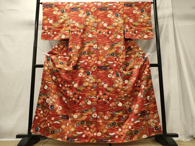 平和屋着物■上質な小紋 冊子花松文 金彩 正絹 逸品 未使用 CABH2916oy