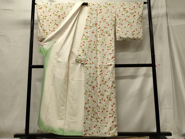 平和屋着物■上質な小紋 楓枝梅文 暈し染め 金銀彩 正絹 逸品 CABH2923oy