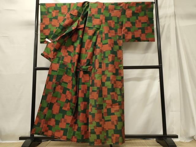 平和屋着物■上質な紬 幾何学文 仮絵羽 逸品 未使用 CABH2926oy