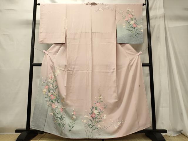 平和屋着物■十日町友禅 女流作家 遠田藤舟 訪問着 草花文 暈し染め 正絹 逸品 CABH2954oy
