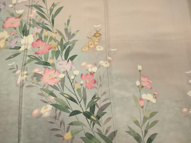 平和屋着物■十日町友禅 女流作家 遠田藤舟 訪問着 草花文 暈し染め 正絹 逸品 CABH2954oy