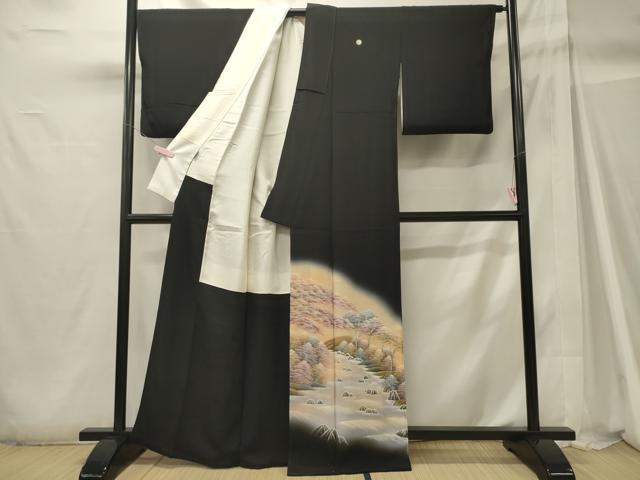 平和屋着物■豪華黒留袖 草木文 暈し染め 正絹 逸品 CABH2962oy