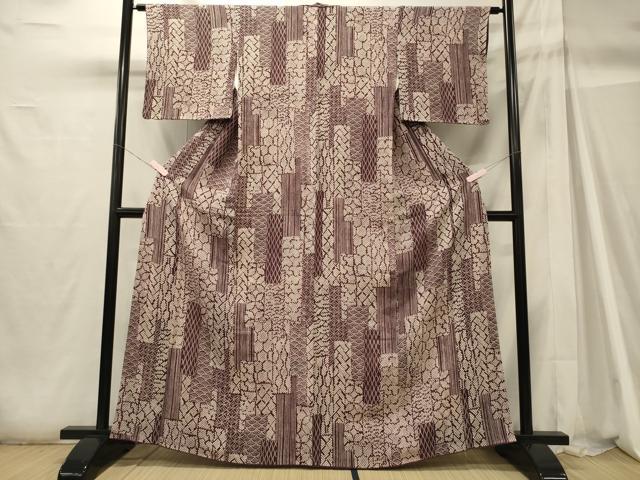 平和屋着物■上質な小紋 吉祥文 鬼しぼ縮緬 正絹 逸品 未使用 CABH2965oy