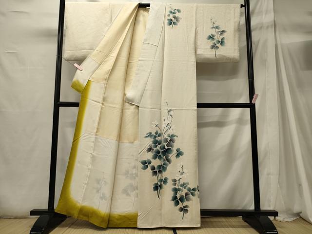 平和屋着物■訪問着 草花文 暈し染め 正絹 逸品 CABH2966oy
