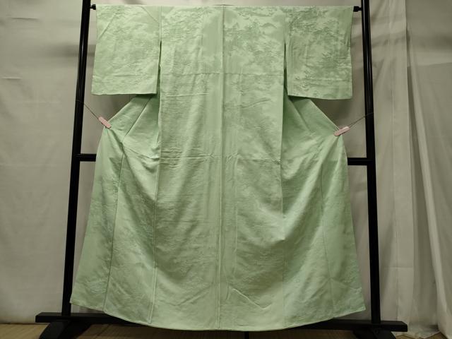 平和屋着物■上質な色無地 風景草木地紋 青磁鼠色 正絹 逸品 CABH2995oy