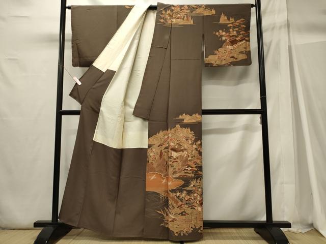 平和屋着物■訪問着 渡橋風景花文 正絹 逸品 CABH2996oy