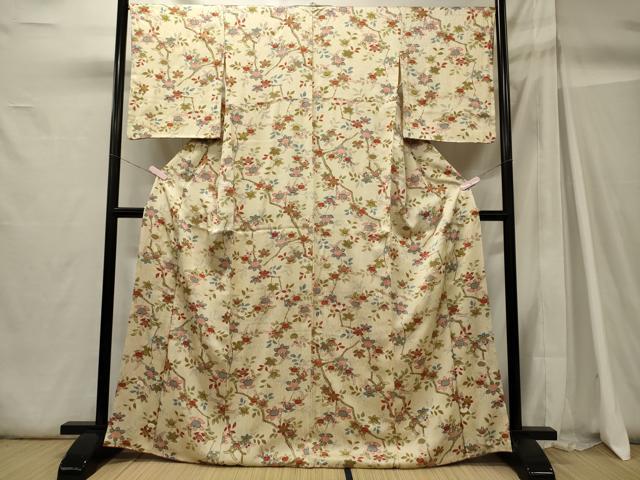 平和屋着物■上質な小紋 枝花文 金彩 正絹 逸品 CABH2997oy