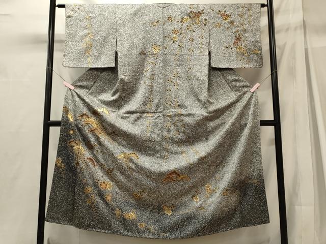 平和屋着物■訪問着 駒刺繍 枝梅松文 たたき染め 金銀彩 正絹 逸品 CABH3002oy