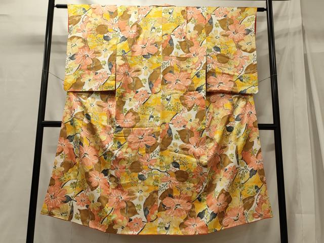平和屋着物■上質な小紋 手描き 草花文 正絹 逸品 CABH3003oy