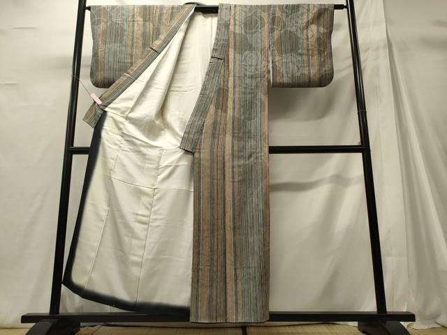 平和屋着物■上質な小紋 縞 正絹 逸品 CABH3029oy