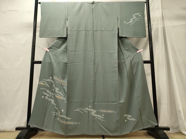 平和屋着物■訪問着 絞り 刺繍 舞葉松葉文 金彩 正絹 逸品 CABH3035oy