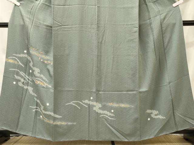 平和屋着物■訪問着 絞り 刺繍 舞葉松葉文 金彩 正絹 逸品 CABH3035oy