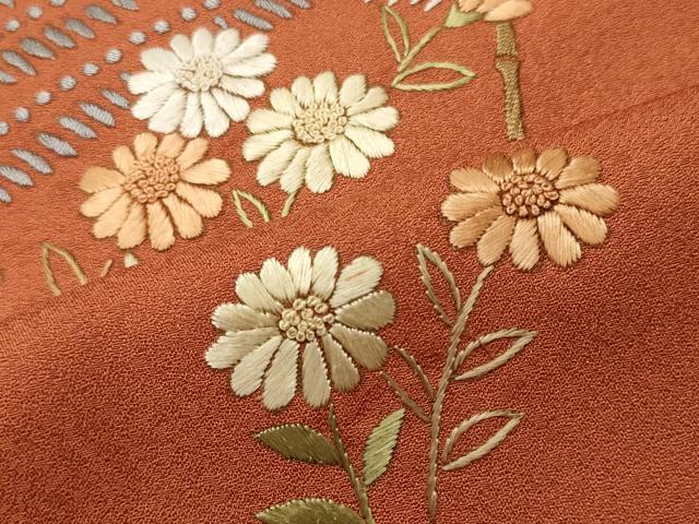 平和屋着物■中国三大刺繍 相良刺繍 訪問着 草花文 正絹 逸品 未使用 CABH3038oy