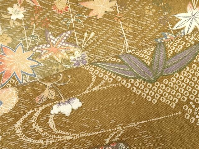 平和屋着物■上質な小紋 エ霞草花文 暈し染め 金彩 正絹 逸品 未使用 CABH3039oy
