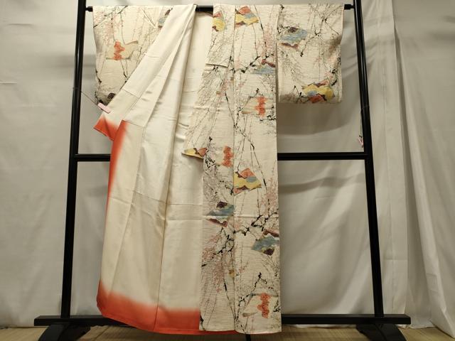 平和屋着物■上質な小紋 手描き 枝梅冊子文 正絹 逸品 CABH3055oy