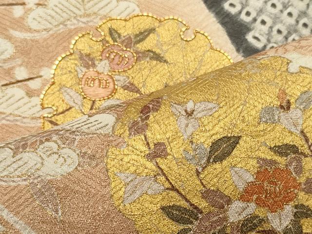 平和屋着物■訪問着 駒刺繍 絞り 雪輪花松文 暈し染め 金彩 正絹 逸品 CABH3059oy