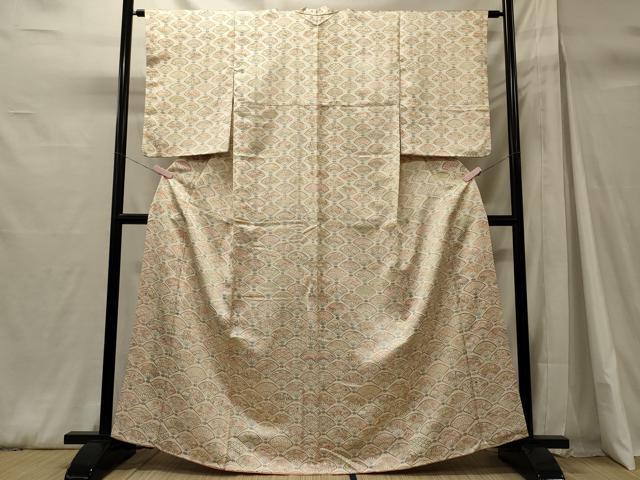 平和屋着物■上質な小紋 扇面吉祥花文 正絹 逸品 CABH3065oy