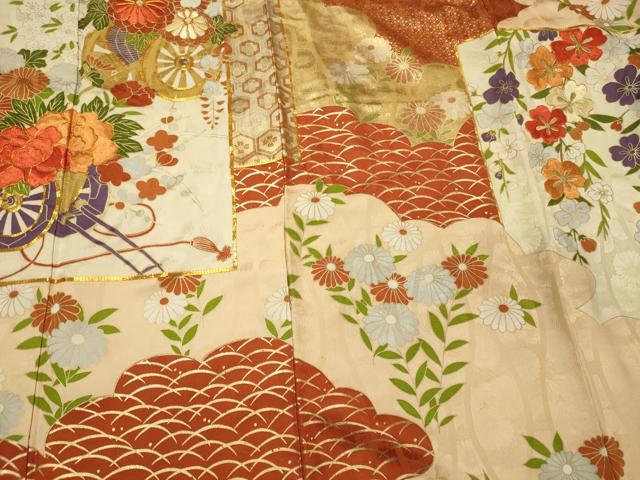 平和屋着物■豪華振袖 駒刺繍 色紙御所車花文 金彩 正絹 逸品 CABH3085oy