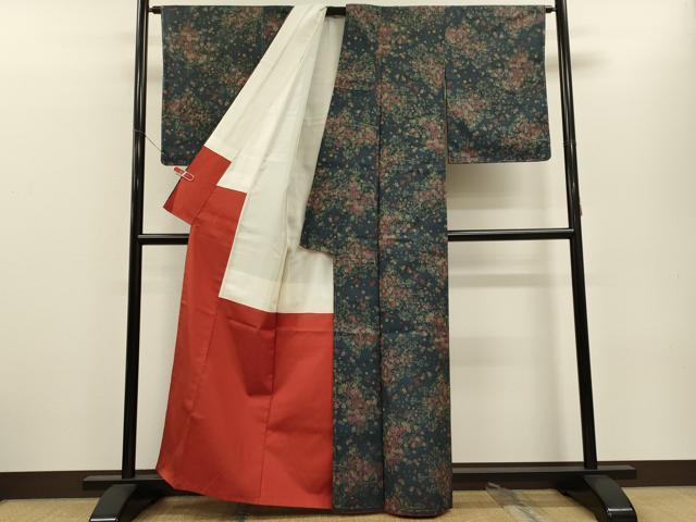 平和屋着物■上質な紬 草花文 正絹 逸品 未使用 CABH3102oy