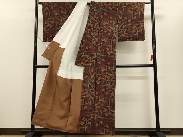 平和屋着物■上質な紬 草花文 正絹 逸品 未使用 CABH3103oy