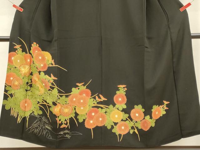 平和屋着物■豪華黒留袖 駒刺繍 菊 金彩 正絹 逸品 CABH3107oy