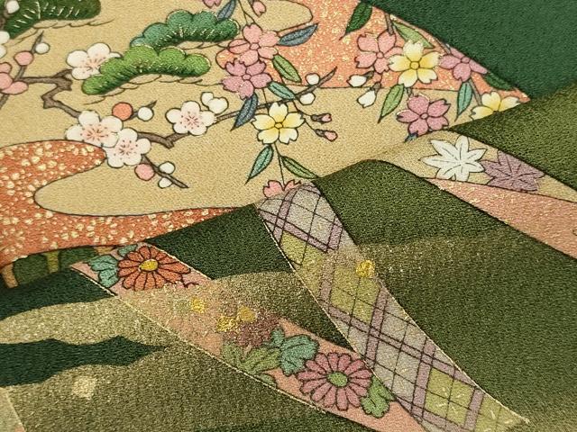 平和屋着物■訪問着 扇面花松文 暈し染め 金彩 やまと誂製 正絹 逸品 CABH3117oy