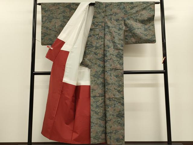 平和屋着物■上質な紬 草花文 正絹 逸品 CABH3120oy