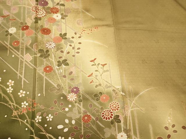 平和屋着物■訪問着 駒刺繍 草花文 暈し染め 金彩 正絹 逸品 CABH3131oy