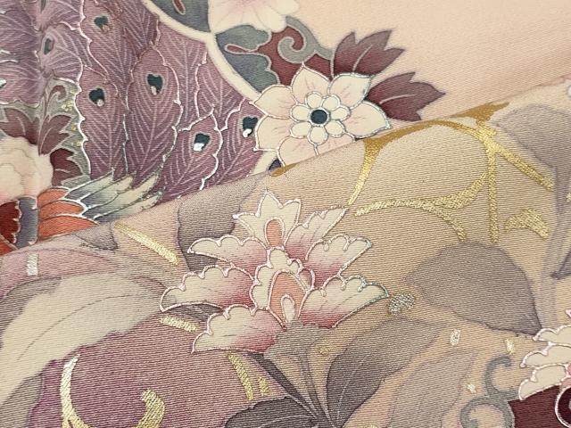 平和屋着物■訪問着 孔雀草花文 暈し染め 金銀彩 正絹 逸品 未使用 CABH3136oy