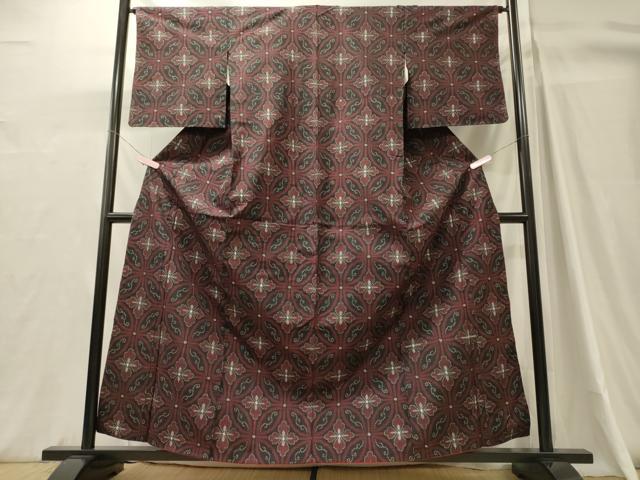 平和屋着物■上質な紬 七宝花文 黒地 正絹 逸品 CABH3142oy
