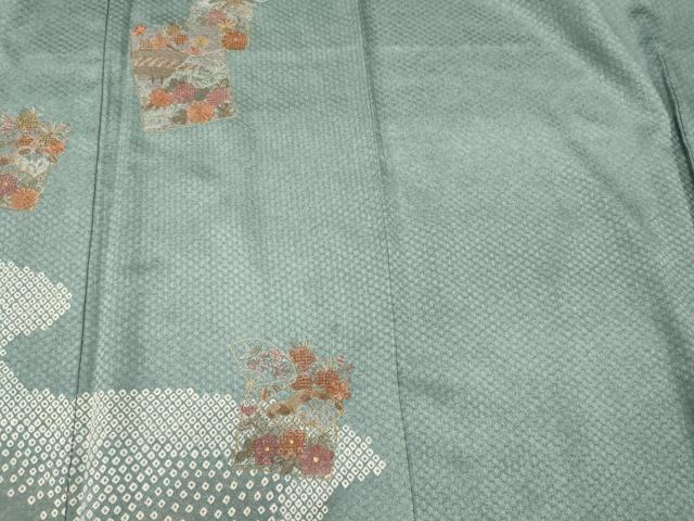 平和屋着物■中国三大刺繍 スワトウ刺繍 訪問着 絞り 色紙渡橋花文 金彩 正絹 逸品 CABH3149oy
