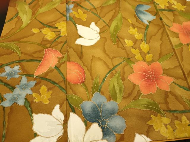 平和屋着物■上質な小紋 草花文 暈し染め 金彩 正絹 逸品 CABH3162oy