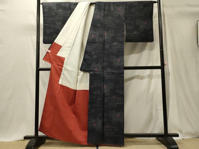 平和屋着物■上質な紬 80亀甲 草花文 正絹 逸品 CABH3188oy