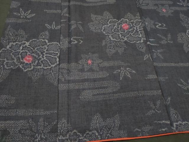 平和屋着物■上質な紬 80亀甲 草花文 正絹 逸品 CABH3188oy