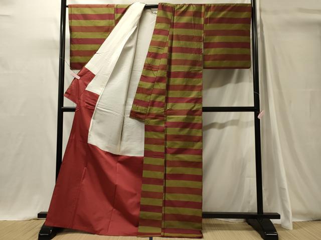 平和屋着物■上質な紬 横段文 正絹 逸品 CABH3197oy