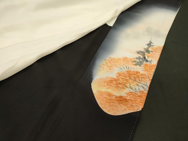平和屋着物■豪華黒留袖 作家物 手描き 風景草木文 暈し染め 正絹 逸品 CABH3200oy