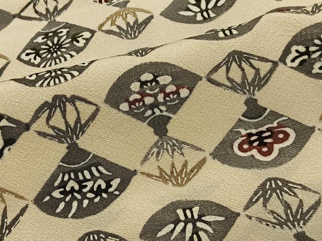 平和屋着物#羽織 型染め 扇花文 正絹 逸品 CABH3201ua
