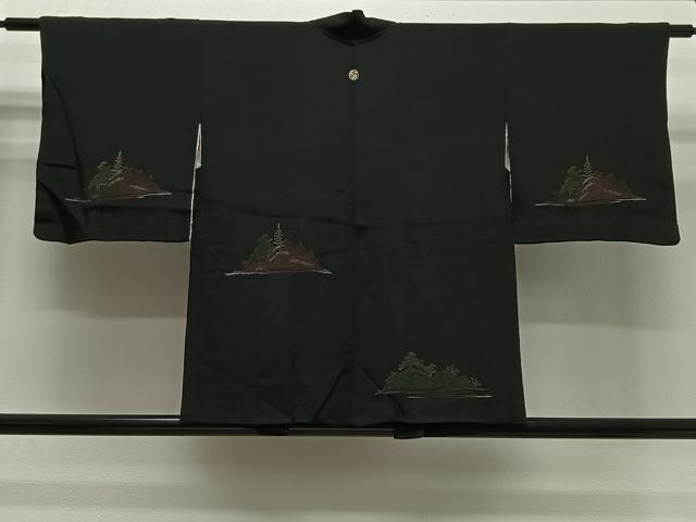 平和屋着物#羽織 風景文 黒地 金銀彩 正絹 逸品 CABH3210ua