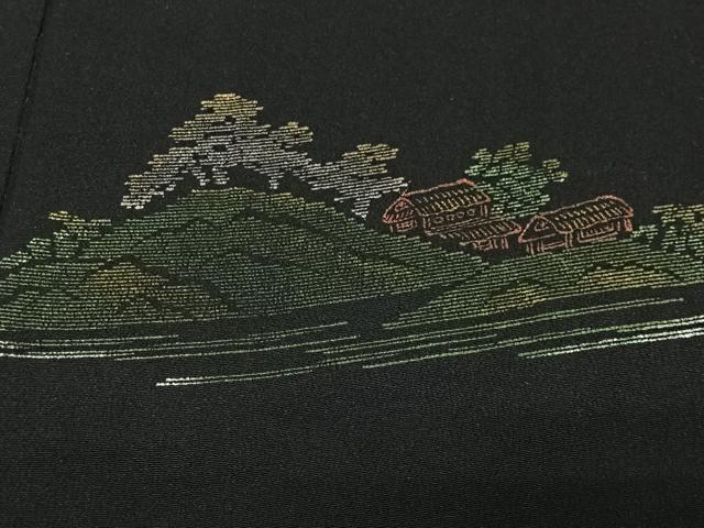平和屋着物#羽織 風景文 黒地 金銀彩 正絹 逸品 CABH3210ua