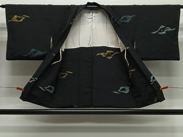 平和屋着物#羽織 寿光織 霞文 黒地 金銀糸 正絹 逸品 CABH3216ua