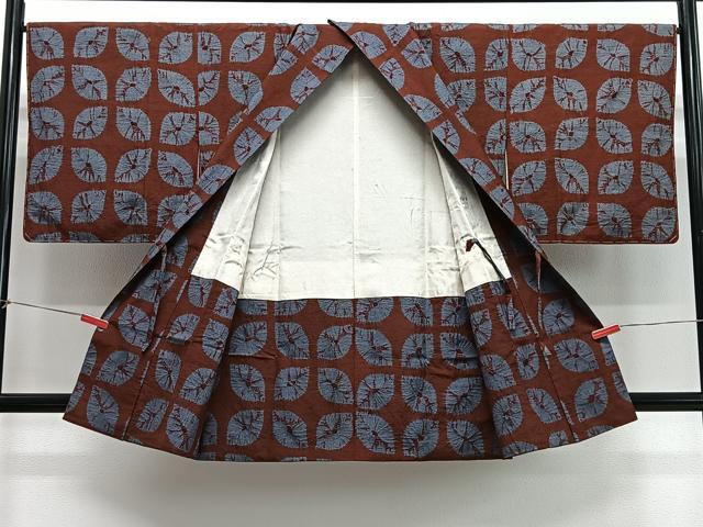 平和屋着物#道中着 紬地 絞り 幾何学文様 正絹 逸品 未使用 CABH3231ua