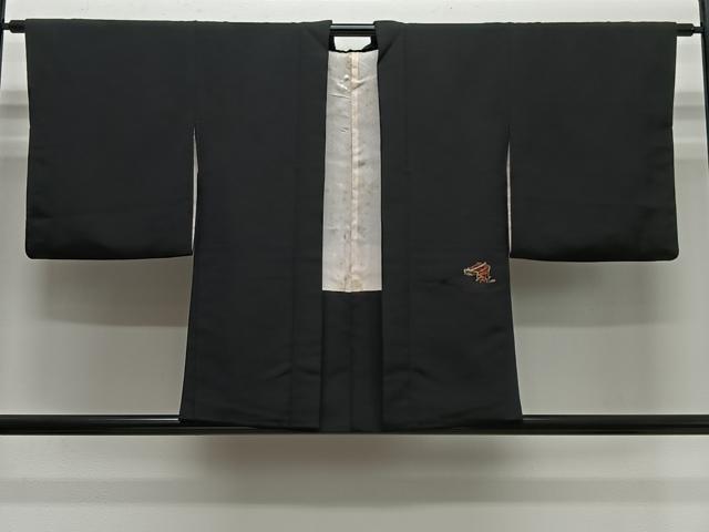 平和屋着物#羽織 寿光織 御所車文 黒地 金銀糸 正絹 逸品 CABH3234ua