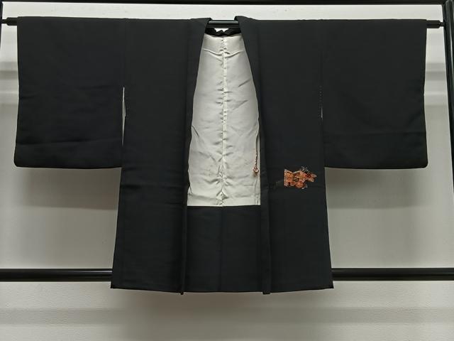 平和屋着物#羽織 寿光織 屏風花文 黒地 金銀糸 正絹 逸品 CABH3235ua