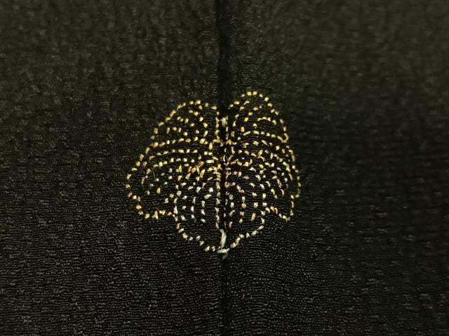 平和屋着物#羽織 寿光織 草花文 黒地 金銀糸 正絹 逸品 CABH3236ua