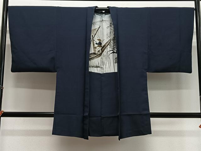 平和屋着物#男性 長羽織 紬地 褐返色 正絹 逸品 CABH3238ua
