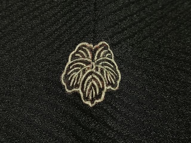 平和屋着物#羽織 花丸文 黒地 銀糸 正絹 逸品 CABH3241ua