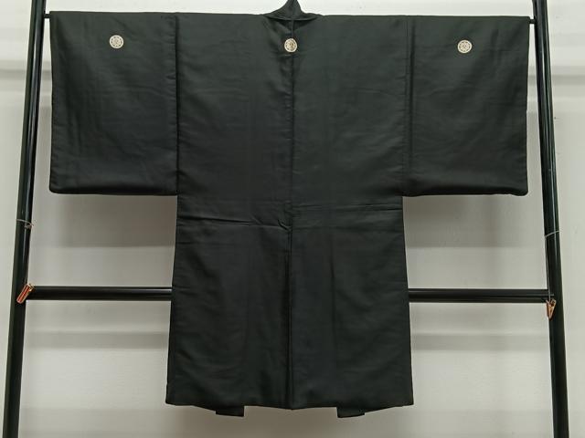平和屋着物#男性 長羽織 黒紋付 正絹 逸品 CABH3249ua