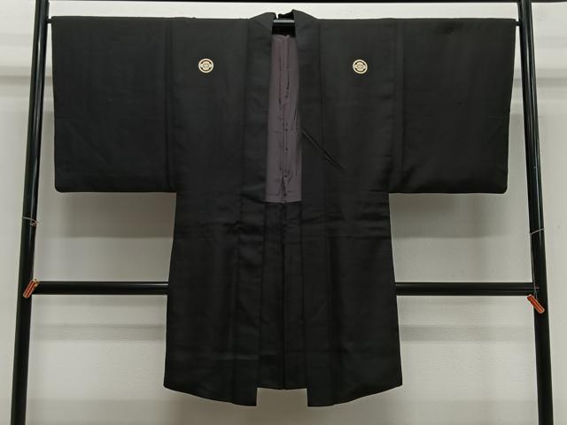 平和屋着物#男性 長羽織 黒紋付 正絹 逸品 CABH3250ua